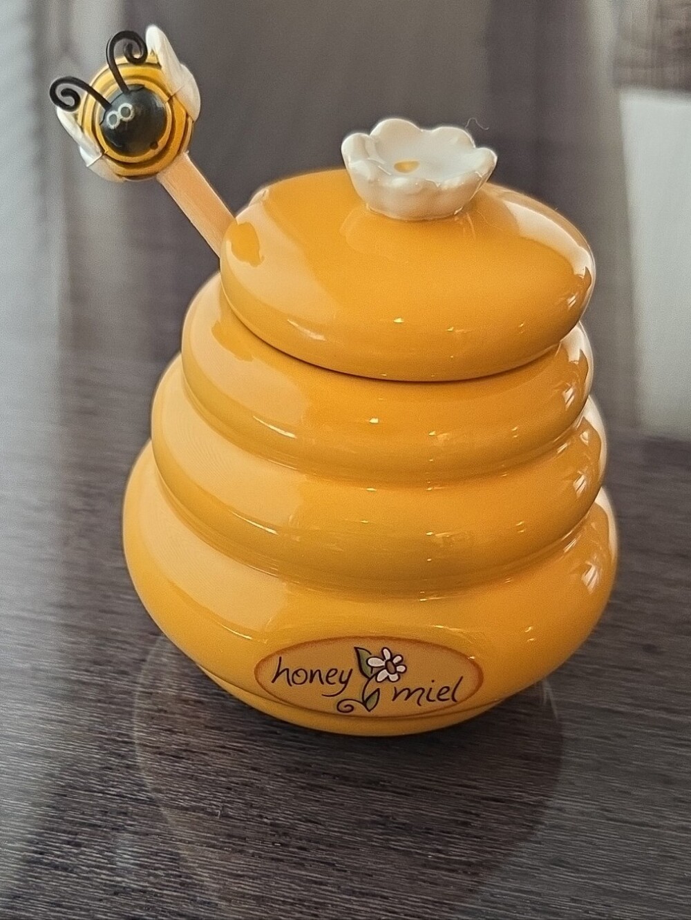Honey Bee Ceramic Honey Pot - Yellow